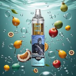 RandM Fumot Tornado 7000 Puffs Eldobható E-cigaretta Tigrisvér, 14 ML E-liquid, Mesh Coil, Type-C Port, RGB Világítás, Légzésállítható