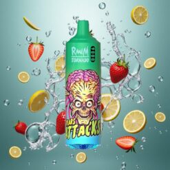 RandM Fumot Tornado 9000 Puffs 18 mL E-liquides Eldobható Vape Eper Limonádé RGB Kijelzővel