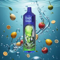 RandM Fumot Tornado 9000 Puffs Egyhasználatos E-cigaretta Mr Kék – 18 mL E-liquiddel, Mesh Coil, RGB Kijelző, 54 Ízvariáció