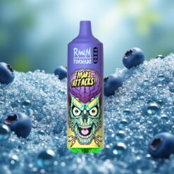 RandM Fumot Tornado 9000 Puffs Egyszerhasználatos E-cigaretta Áfonya Jég 18 mL E-liquid Kapacitással