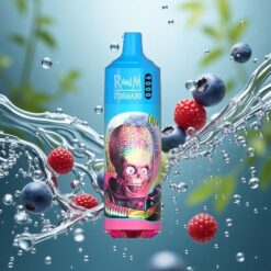 RandM Fumot Tornado 9000 Puffs Eldobható E-cigaretta 18 mL-es e-liquid-kapacitással, Kékáfonya-Savanyú Málna íz, RGB Kijelző